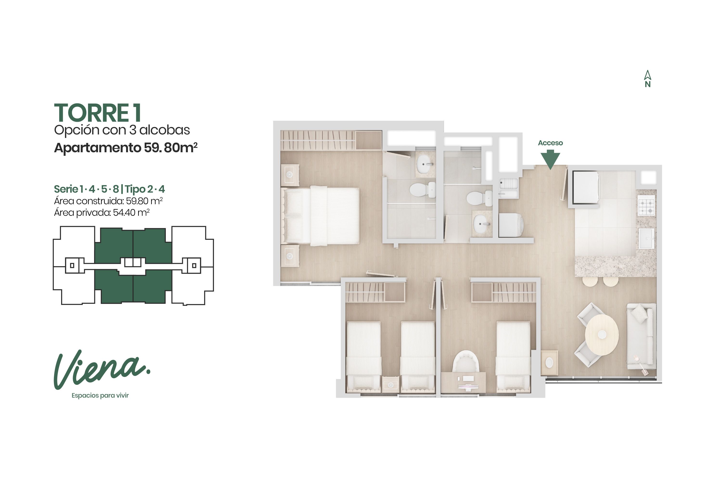 Apartamento en venta Cundinamarca Bogotá El Recado De Y Petaluña 59 m2 Habitaciones 3 Baños 2 Garajes 1 Precio $483000000
