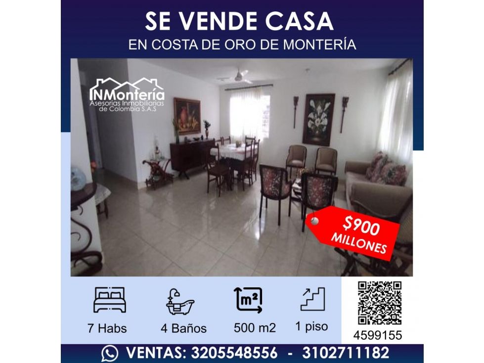 Casa en venta Córdoba Montería Los Alcázares 500 m2 Habitaciones 7 Baños 4 Garajes 0 Precio $900000000
