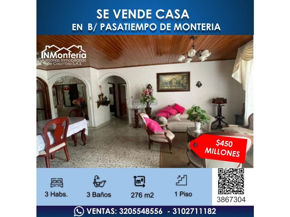 Casa en venta Córdoba Montería Los Alcázares 276 m2 Habitaciones 4 Baños 3 Garajes 1 Precio $450000000