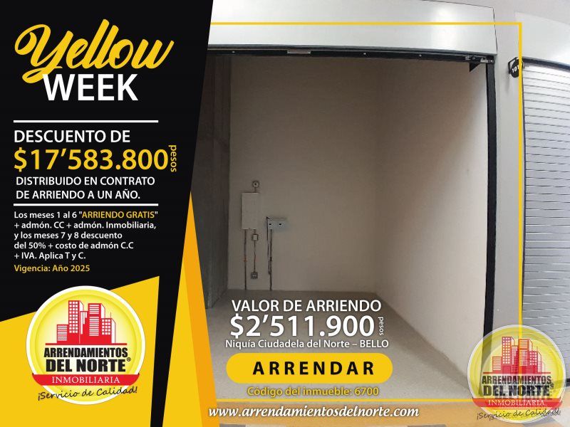 Local en arriendo Antioquia Bello Ciudadela Del Norte 12 m2 Habitaciones 0 Baños 0 Garajes 0 Precio $2511900