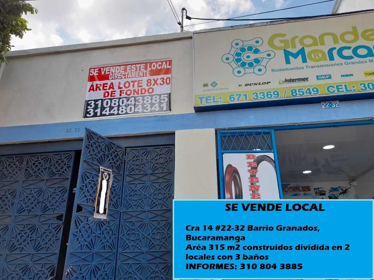 Local en venta Santander Bucaramanga Granada 315 m2 Habitaciones 0 Baños 4 Garajes 1 Precio $1100000000