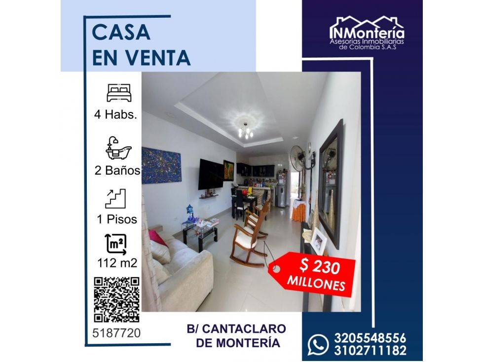 Casa en venta Córdoba Montería Los Alcázares 98 m2 Habitaciones 4 Baños 2 Garajes 1 Precio $230000000