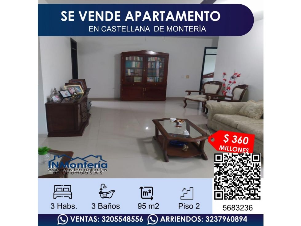 Apartamento en venta Córdoba Montería Los Alcázares 95 m2 Habitaciones 3 Baños 3 Garajes 1 Precio $360000000