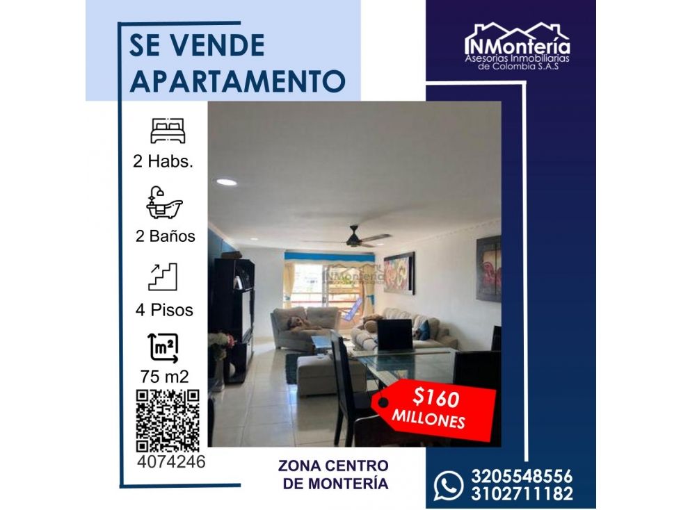 Apartamento en venta Córdoba Montería Los Alcázares 75 m2 Habitaciones 2 Baños 2 Garajes 0 Precio $160000000