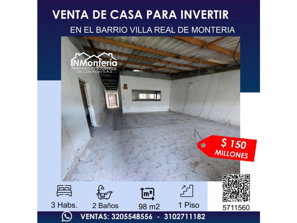 Casa en venta Córdoba Montería Los Alcázares 98 m2 Habitaciones 3 Baños 2 Garajes 0 Precio $150000000