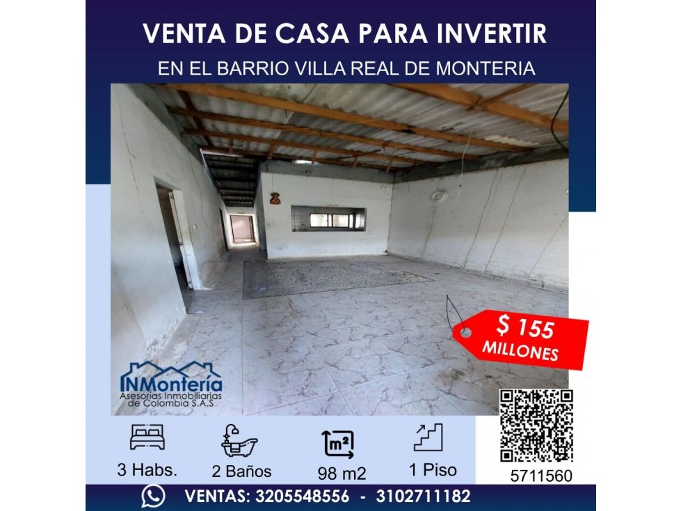 Casa en venta Córdoba Montería La Castellana 98 m2 Habitaciones 3 Baños 2 Garajes 0 Precio $155000000
