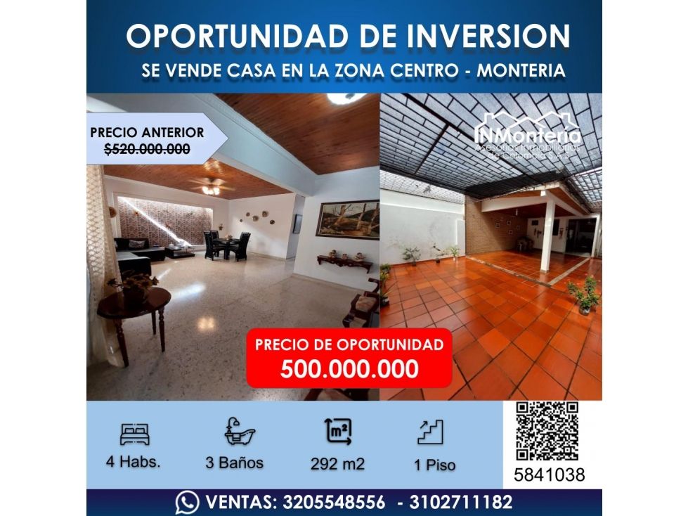 Casa en venta Córdoba Montería Los Alcázares 292 m2 Habitaciones 4 Baños 3 Garajes 2 Precio $500000000