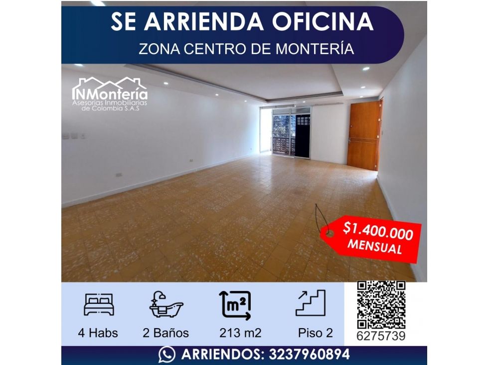 Oficina en arriendo Córdoba Montería Los Alcázares 213 m2 Habitaciones 0 Baños 2 Garajes 1 Precio $1400000