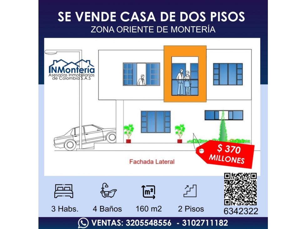 Casa en venta Córdoba Montería Los Alcázares 160 m2 Habitaciones 3 Baños 4 Garajes 1 Precio $370000000