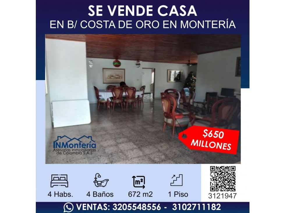 Casa en venta Córdoba Montería Los Alcázares 672 m2 Habitaciones 4 Baños 4 Garajes 1 Precio $650000000