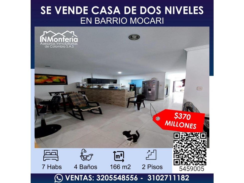 Casa en venta Córdoba Montería Asd 166 m2 Habitaciones 7 Baños 4 Garajes 1 Precio $370000000