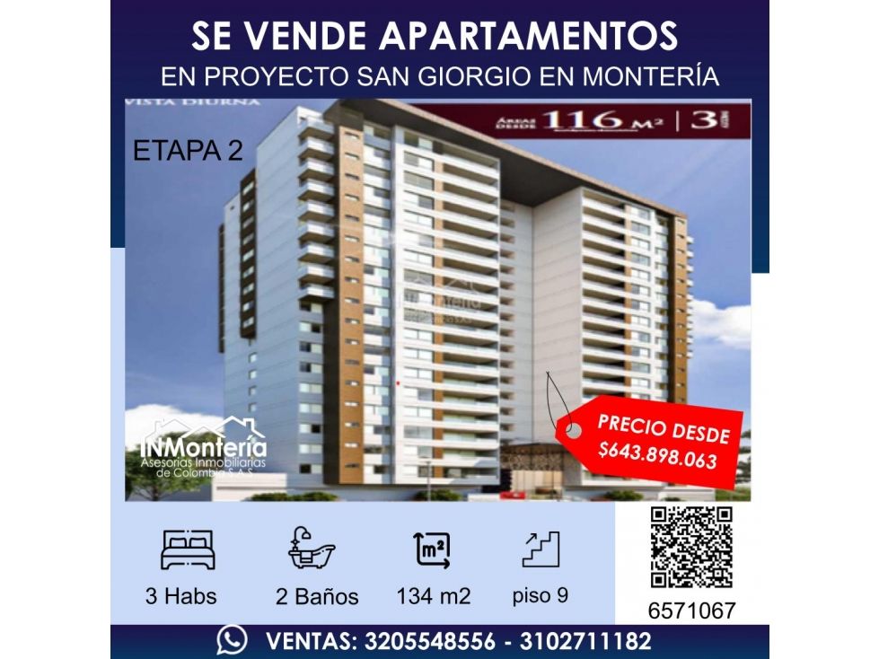 Apartamento en venta Córdoba Montería Los Alcázares 134 m2 Habitaciones 3 Baños 2 Garajes 2 Precio $643898063