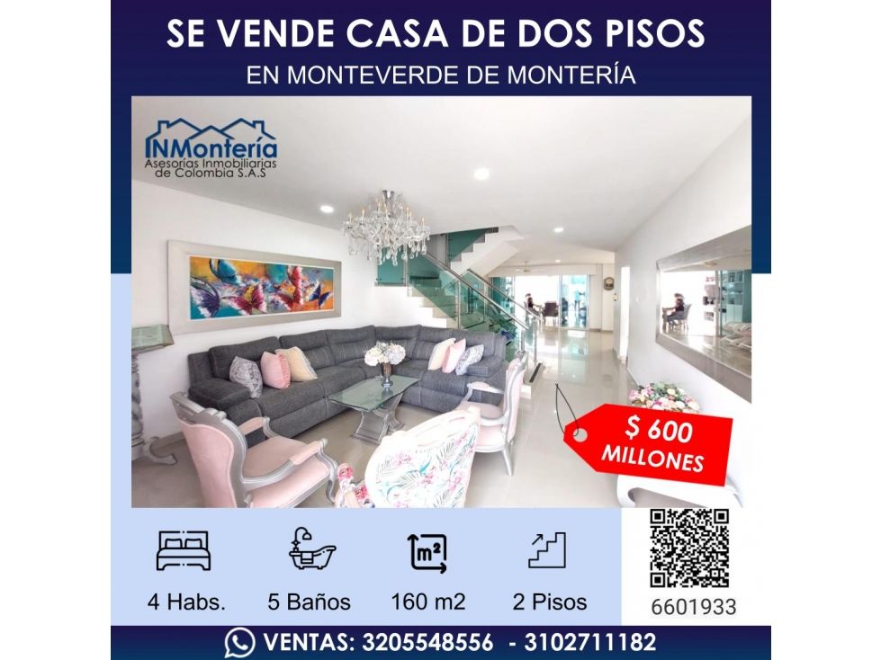 Casa en venta Córdoba Montería Los Alcázares 160 m2 Habitaciones 4 Baños 5 Garajes 1 Precio $600000000