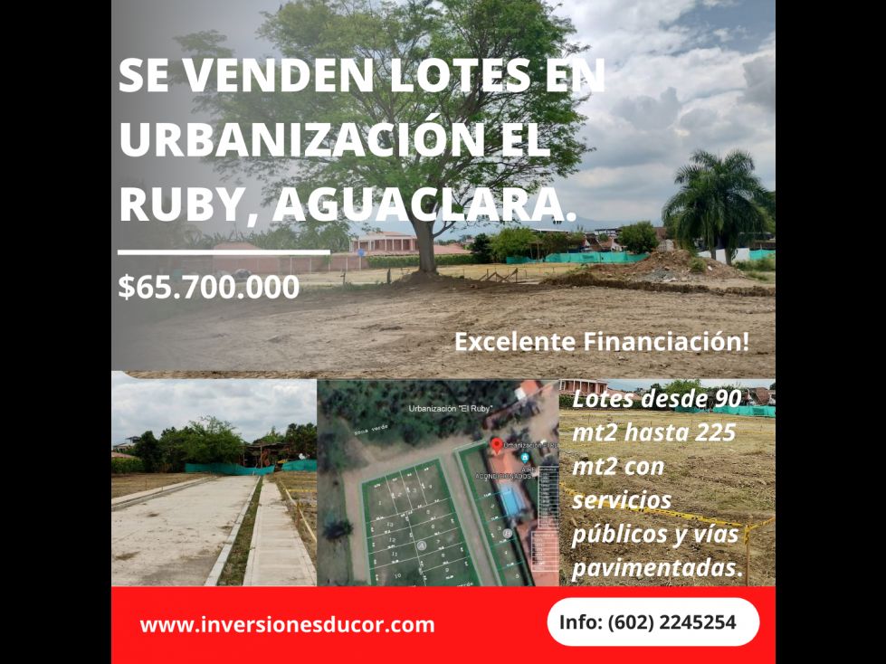 Lote en venta Valle Del Cauca Tuluá Agua Clara 90 m2 Habitaciones 0 Baños 10 Garajes 1 Precio $65700000