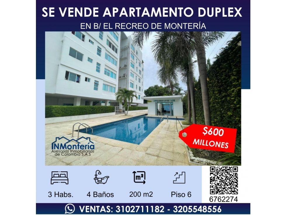 Apartamento en venta Córdoba Montería Los Alcázares 200 m2 Habitaciones 3 Baños 6 Garajes 2 Precio $600000000
