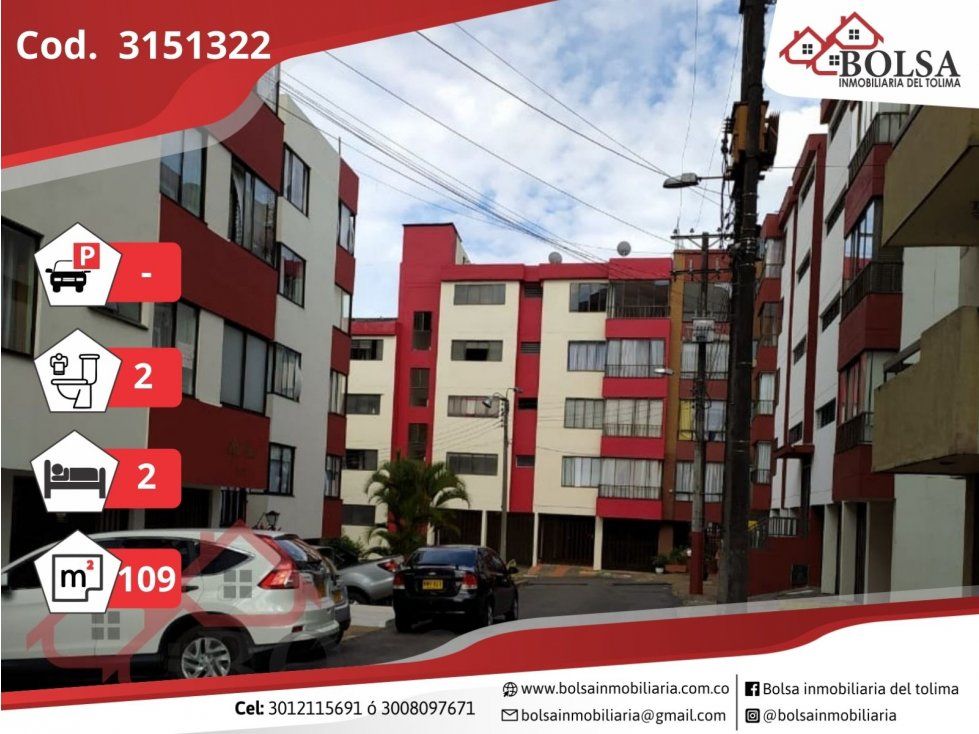 Apartamento en venta Tolima Ibagué Villa Ilusion 109 m2 Habitaciones 2 Baños 3 Garajes 0 Precio $235000000