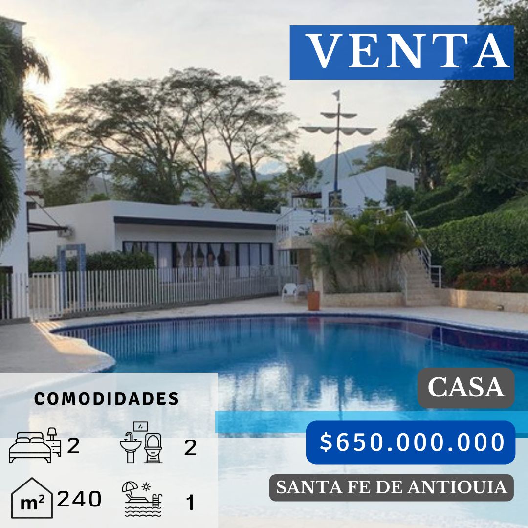 Casa en venta Antioquia Santafé De Antioquia Santafé De Antioquia 240 m2 Habitaciones 2 Baños 2 Garajes 3 Precio $650000000