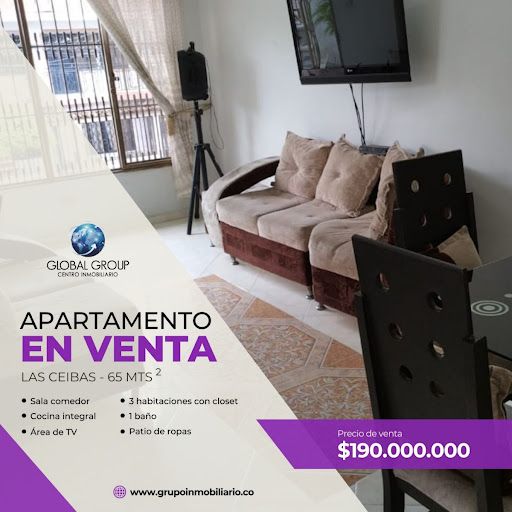 Apartamento en venta Valle Del Cauca Cali Calima 65 m2 Habitaciones 3 Baños 0 Garajes 1 Precio $190000000