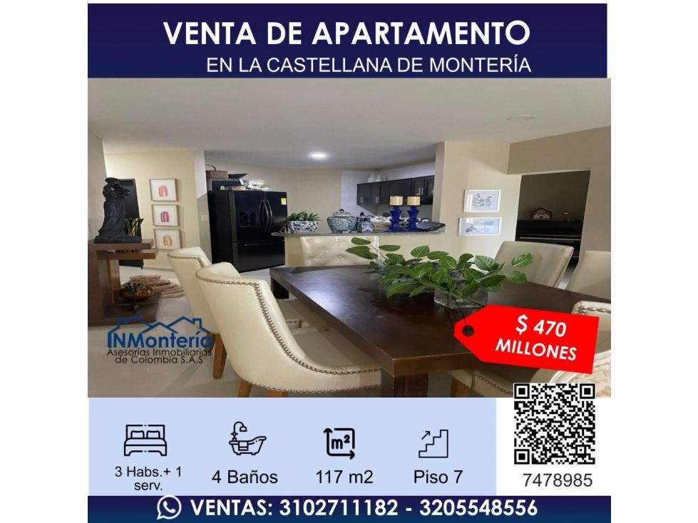 Apartamento en venta Córdoba Montería Los Alcázares 117 m2 Habitaciones 4 Baños 4 Garajes 1 Precio $470000000