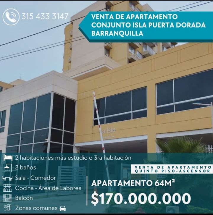 Apartamento en venta Atlántico Barranquilla La Paz 64 m2 Habitaciones 2 Baños 2 Garajes 2 Precio $175000000