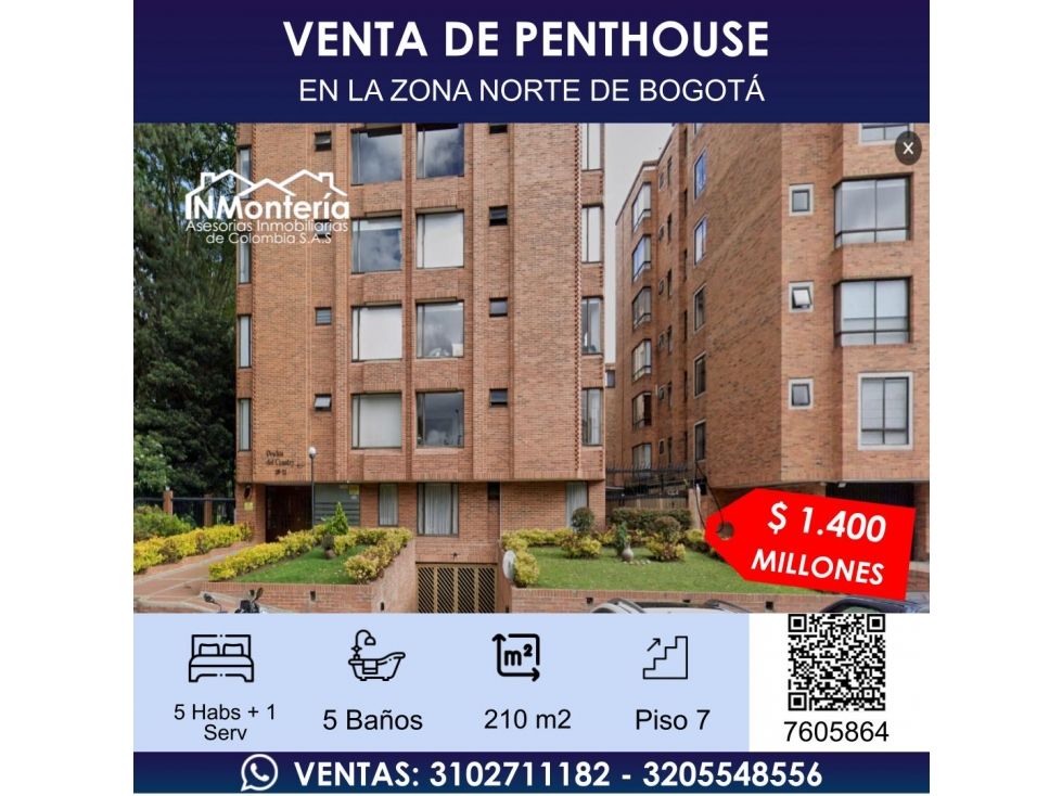 Apartamento en venta Cundinamarca Bogotá Chapinero Norte 210 m2 Habitaciones 5 Baños 5 Garajes 2 Precio $1400000000
