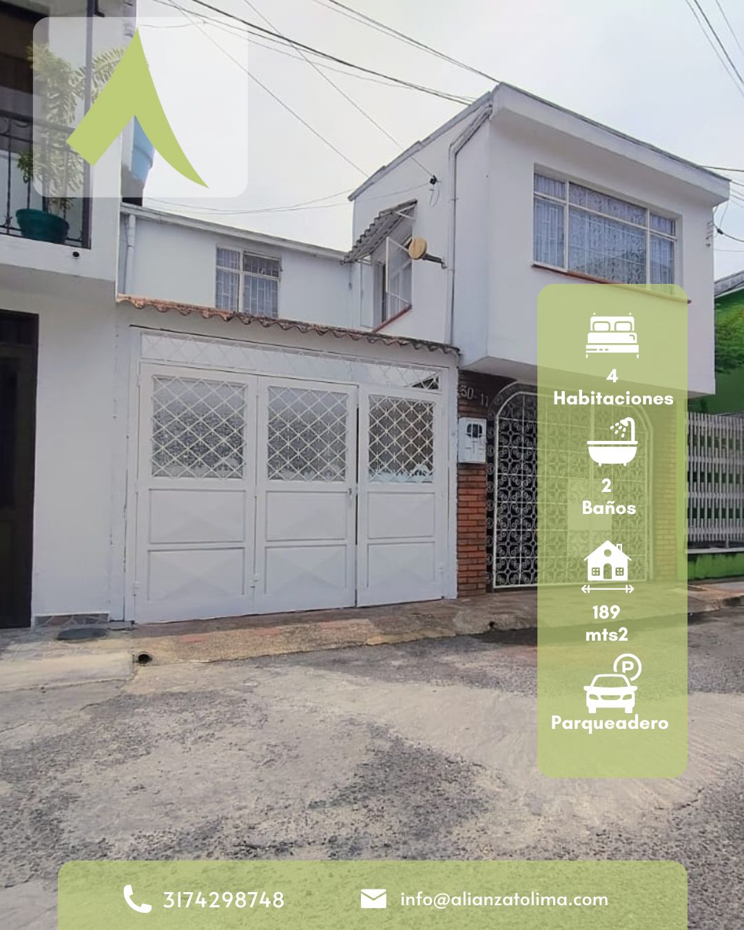 Casa en venta Tolima Ibagué Carmenza Rocha 189 m2 Habitaciones 4 Baños 2 Garajes 3 Precio $380000000