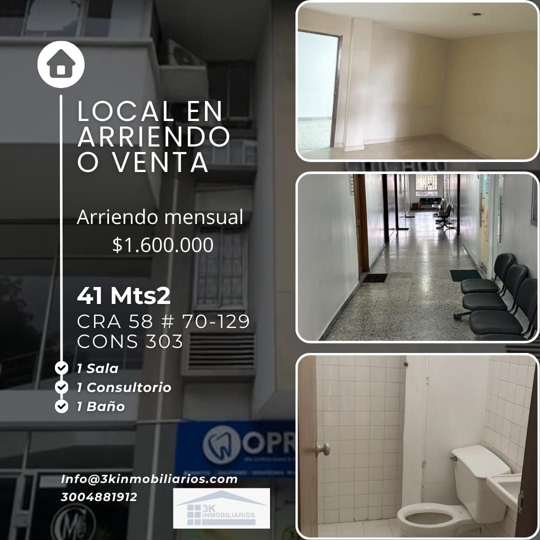 Local en arriendo o venta Atlántico Barranquilla El Prado 41 m2 Habitaciones 0 Baños 0 Garajes 1 Precio venta $150000000 Precio arriendo $1600000