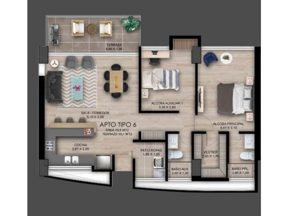 Apartamento en venta Caldas Manizales El Trebol 90 m2 Habitaciones 2 Baños 2 Garajes 2 Precio $742000000