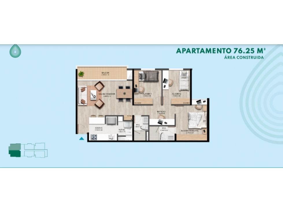 Apartamento en venta Antioquia Rionegro El Porvenir 76 m2 Habitaciones 3 Baños 2 Garajes 1 Precio $483000000