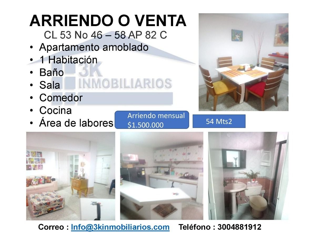Apartaestudio en arriendo o venta Atlántico Barranquilla Boston 54 m2 Habitaciones 1 Baños 1 Garajes 0 Precio venta $180000000 Precio arriendo $1500000