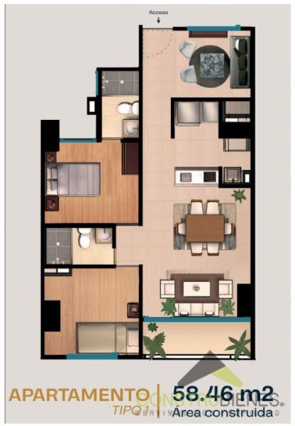 Apartamento en venta Antioquia Sabaneta Calle Larga 40 m2 Habitaciones 2 Baños 2 Garajes 0 Precio $262145000