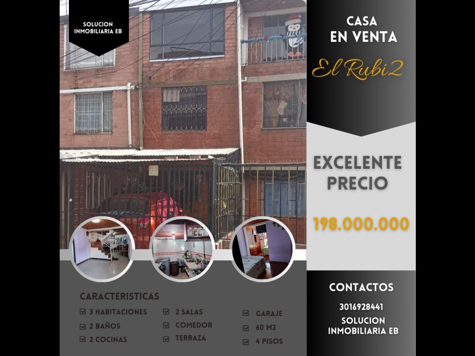 Casa en venta Cundinamarca Mosquera Asd 60 m2 Habitaciones 3 Baños 2 Garajes 1 Precio $205000000