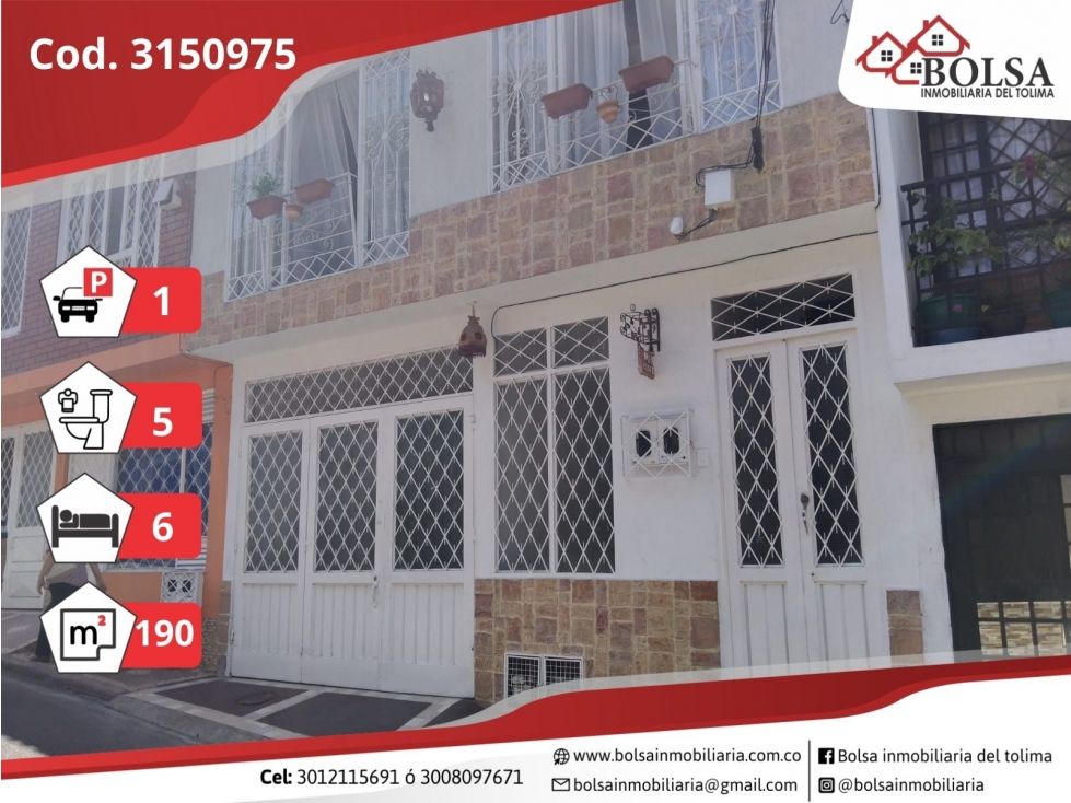 Casa en venta Tolima Ibagué Ub Altos Del Pedregal 190 m2 Habitaciones 6 Baños 4 Garajes 1 Precio $480000000