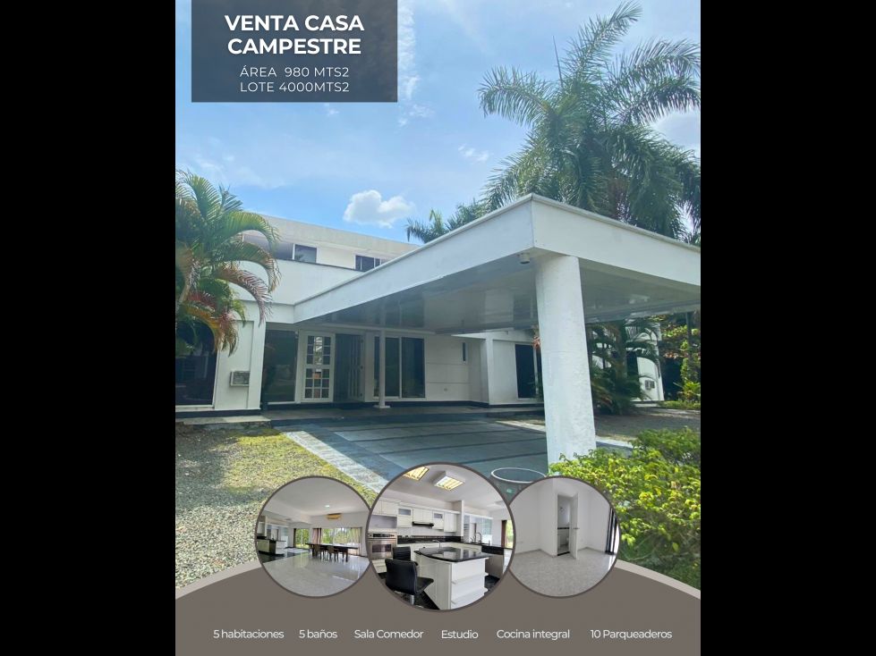 Casa Campestre en venta Valle Del Cauca Jamundí Juan De Ampudia 980 m2 Habitaciones 5 Baños 6 Garajes 10 Precio $1900000000