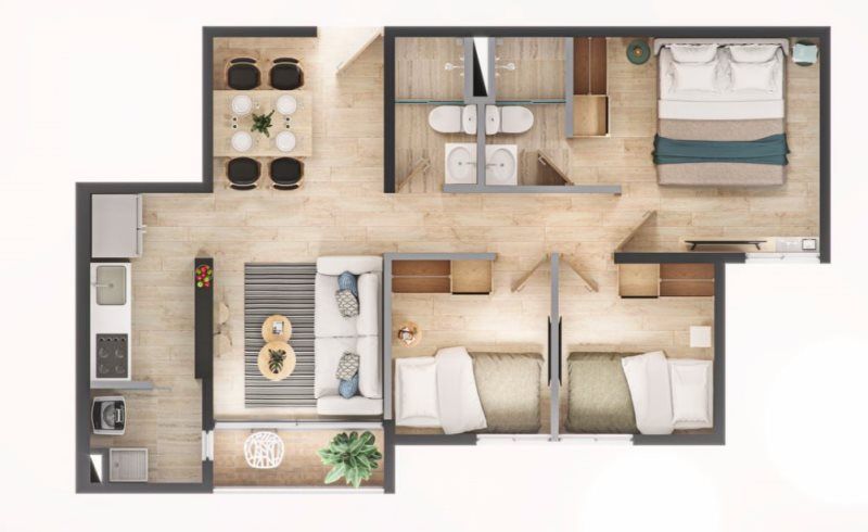 Apartamento en venta Antioquia Sabaneta Vereda La Doctora 53 m2 Habitaciones 3 Baños 2 Garajes 0 Precio $220525000