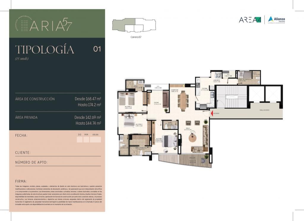 Apartamento en venta Atlántico Barranquilla Villa Rosario 168 m2 Habitaciones 3 Baños 4 Garajes 2 Precio $1617312000