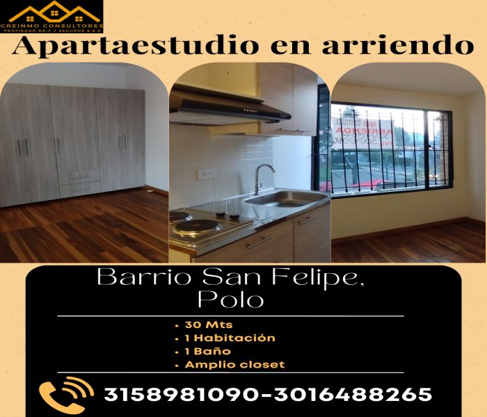 Apartaestudio en arriendo Cundinamarca Bogotá San Felipe 30 m2 Habitaciones 1 Baños 1 Garajes 0 Precio $1550000