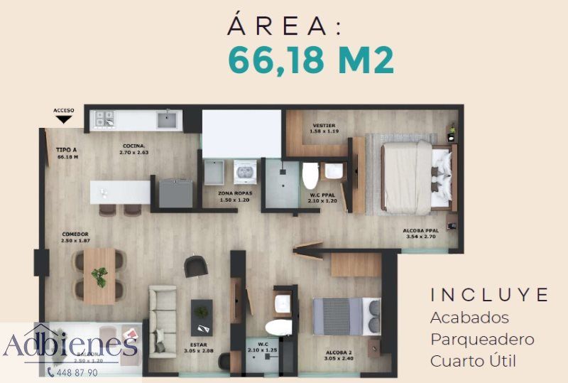 Apartamento en venta Antioquia La Ceja Payuco 66 m2 Habitaciones 2 Baños 2 Garajes 1 Precio $540000000