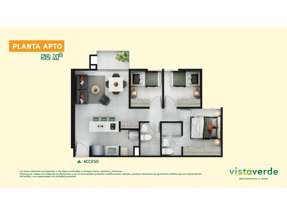 Apartamento en venta Antioquia El Carmen De Viboral El Carmen De Viboral 52 m2 Habitaciones 3 Baños 2 Garajes 0 Precio $220000000