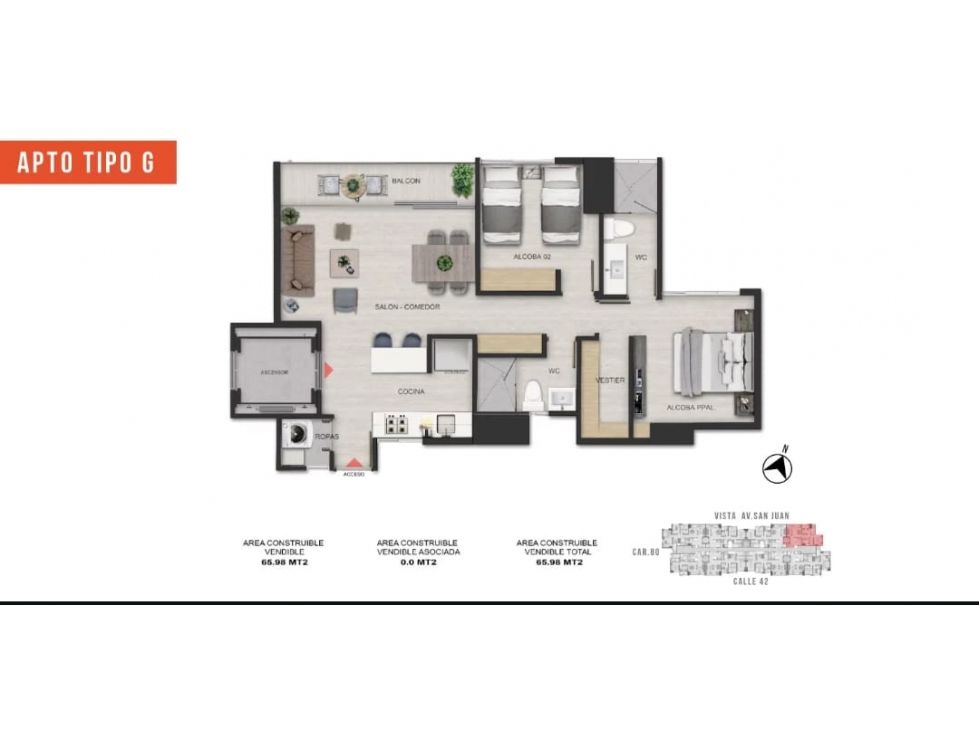 Apartamento en venta Antioquia Medellín Lorena 66 m2 Habitaciones 2 Baños 2 Garajes 1 Precio $680000000