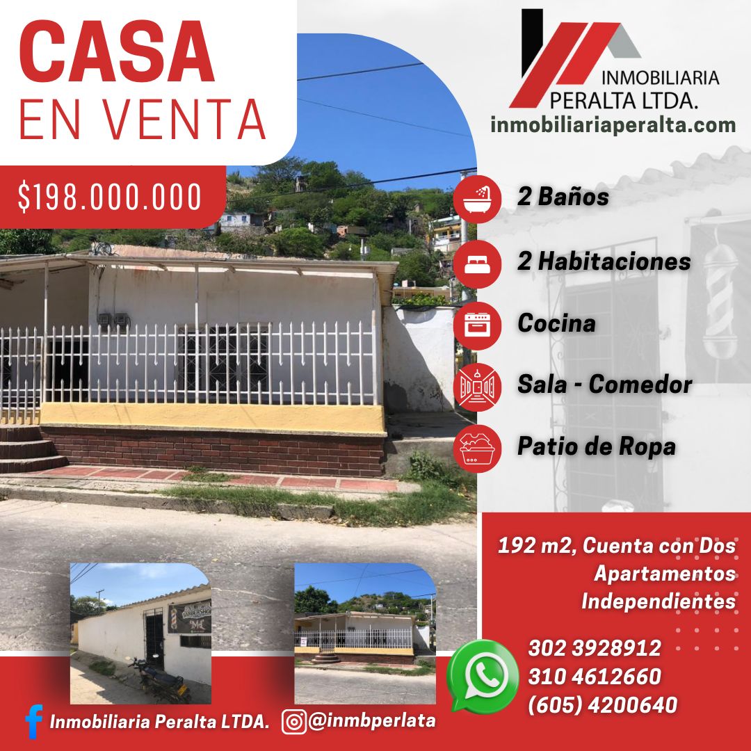 Casa en venta Magdalena Santa Marta Rodadero Reservado 192 m2 Habitaciones 4 Baños 2 Garajes 0 Precio $198000000