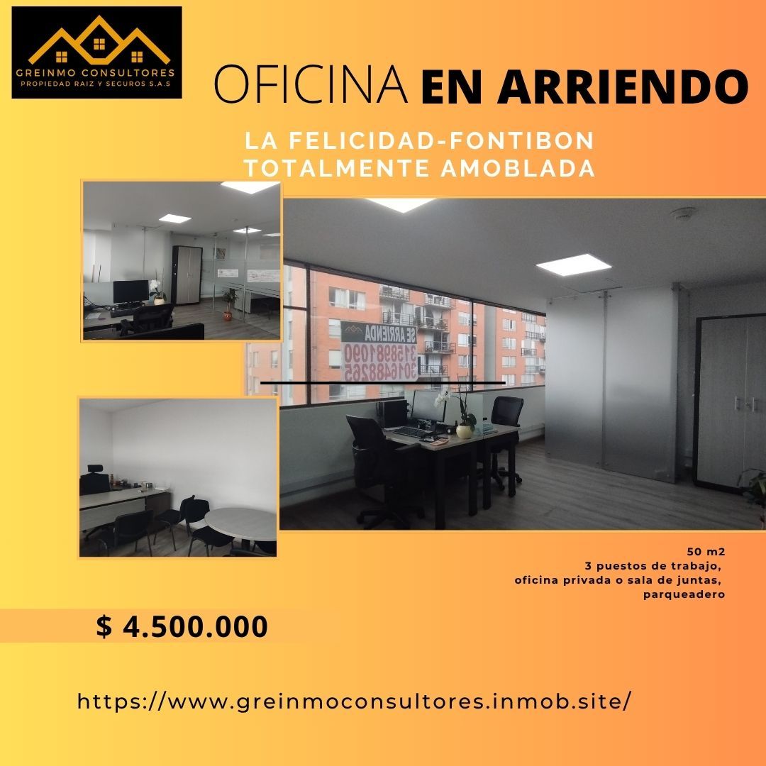 Oficina en arriendo Cundinamarca Bogotá La Felicidad 50 m2 Habitaciones 0 Baños 1 Garajes 1 Precio $4500000