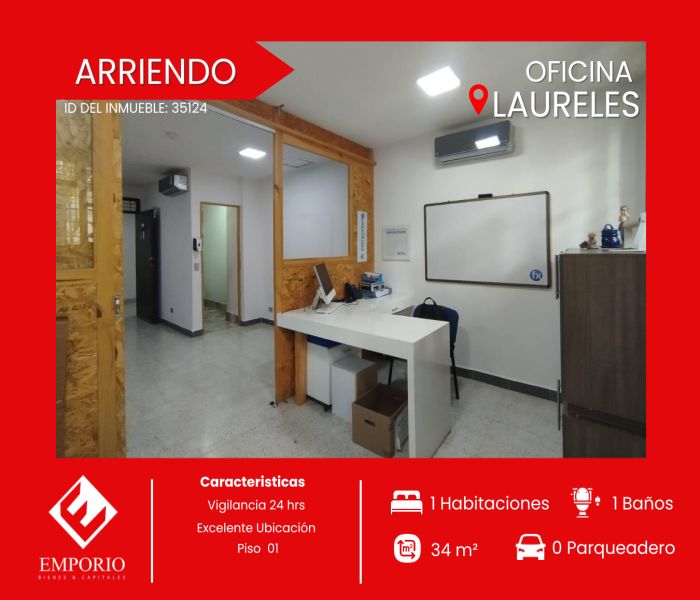 Consultorio en arriendo Antioquia Medellín Laureles 34 m2 Habitaciones 0 Baños 1 Garajes 0 Precio $2500000