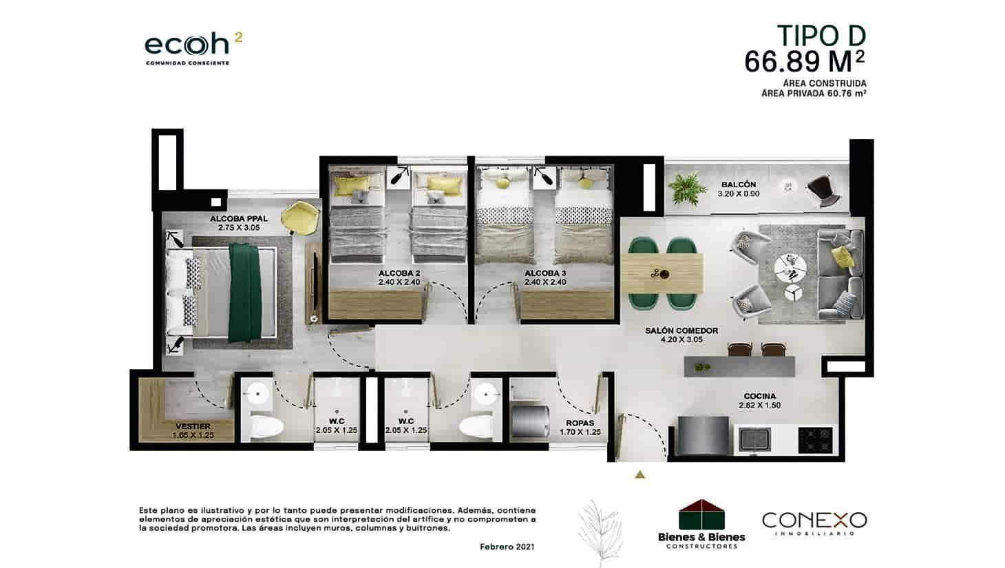 Apartamento en venta Antioquia Sabaneta Balcones De La Holanda 67 m2 Habitaciones 3 Baños 2 Garajes 1 Precio $445000000