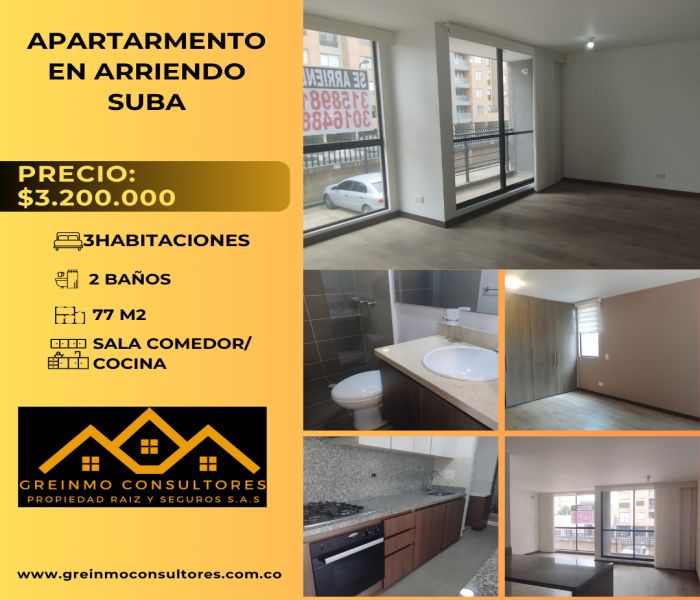 Apartamento en arriendo Cundinamarca Bogotá Gilmar 77 m2 Habitaciones 3 Baños 2 Garajes 1 Precio $3200000