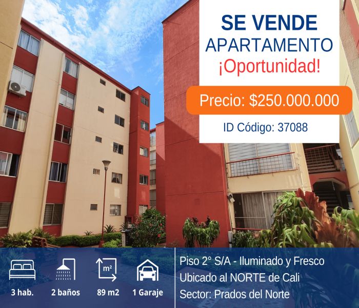 Apartamento en venta Valle Del Cauca Cali Prados Del Norte 89 m2 Habitaciones 3 Baños 2 Garajes 1 Precio $250000000