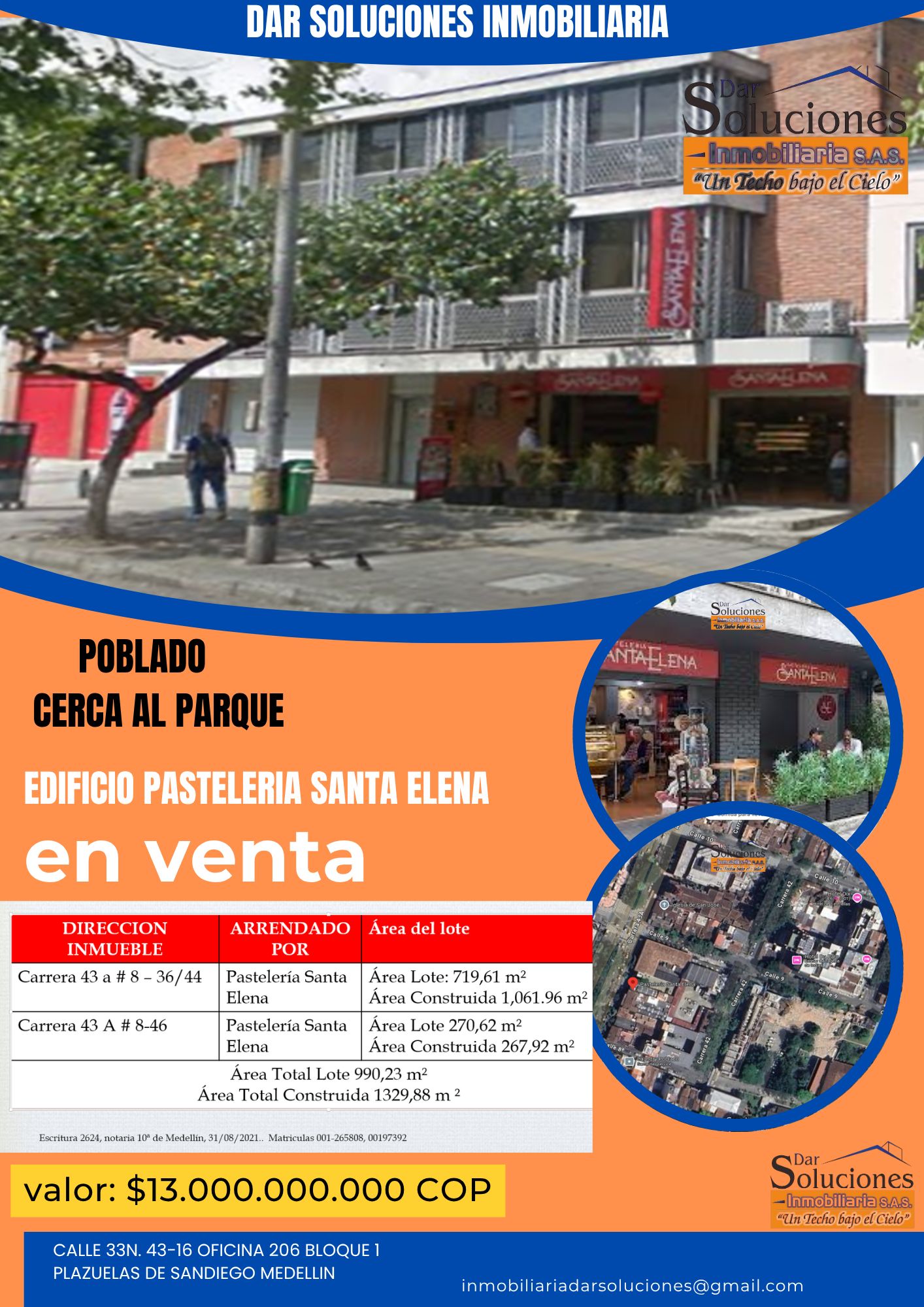 Edificio en venta Antioquia Medellín Alejandria 1329 m2 Habitaciones 0 Baños 6 Garajes 0 Precio $13000000000