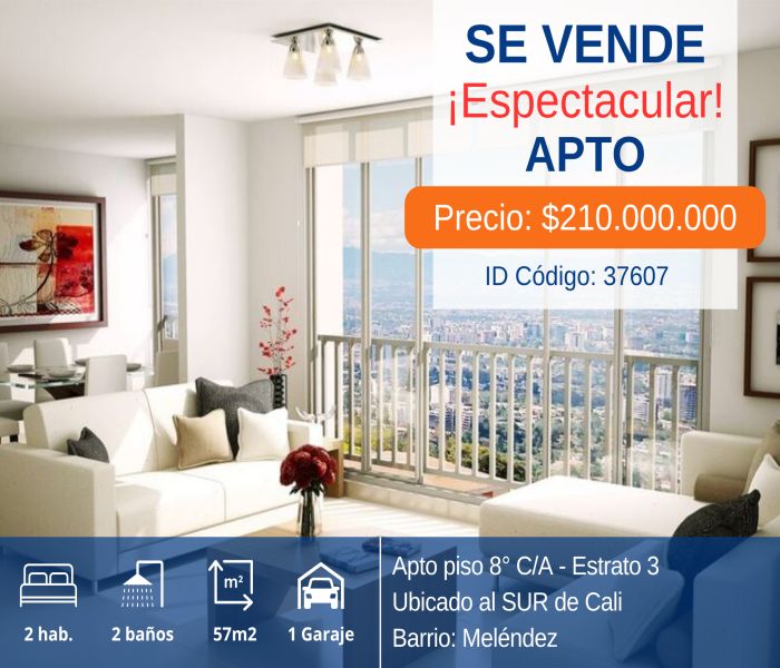 Apartamento en venta Valle Del Cauca Cali Urbanización Santa Helena 57 m2 Habitaciones 2 Baños 2 Garajes 1 Precio $210000000