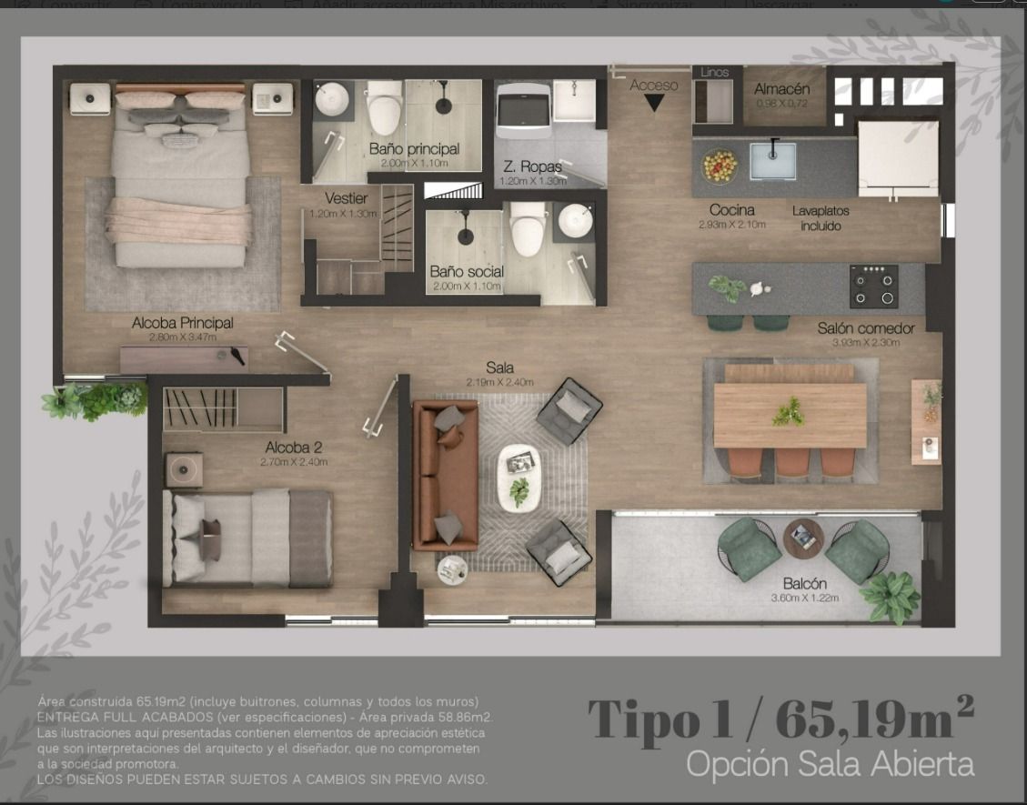 Apartamento en venta Antioquia El Retiro El Retiro 65 m2 Habitaciones 2 Baños 2 Garajes 0 Precio $540000000