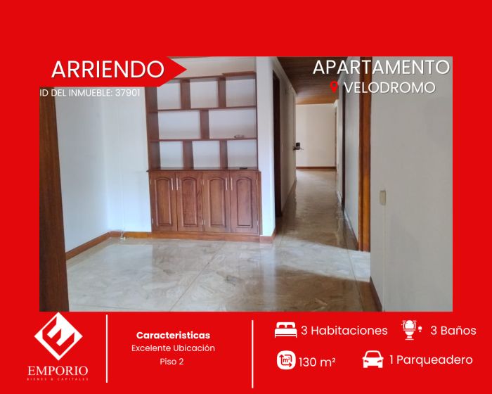 Apartamento en arriendo Antioquia Medellín El Velodromo 130 m2 Habitaciones 3 Baños 3 Garajes 1 Precio $3900000